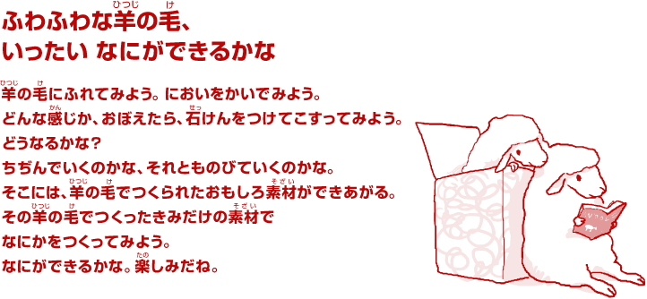 ふわふわな羊の毛、いったい なにができるかな