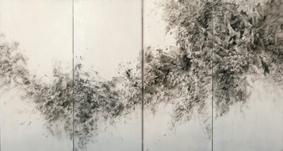 【真作】絵画　村田行弘　日本画　或る日の淀川　山と草原を描く　風景画　Z8 真作】絵画 村田行弘 日本画 或る日の淀川 山と草原を描く 風景画 Z8